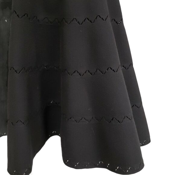 ALAIA Black Wool Blend Knit V-neck Cutout Skater Short Dress Size 40 US 8 New - Picture 6 of 8